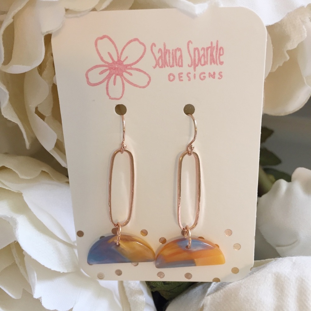 Rose Gold Acétate Earrings